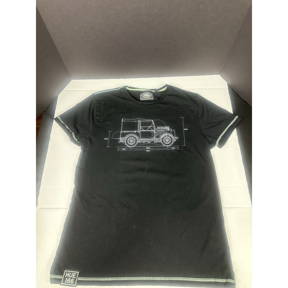 Genuine Land Rover Men's HUE 166 Blueprint Graphic T-Shirt Black Small